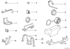 Элементы крепления жгута проводов для BMW E34 525i M20 (схема запасных частей)