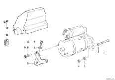 Элементы крепления стартера для BMW E38 L7 M73 (схема запасных частей)