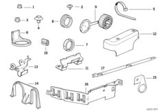 Элементы крепления жгута проводов для BMW E34 525i M50 (схема запасных частей)