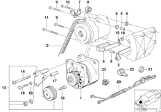 Дополнит.генератор/элементы крепления для BMW E32 750i M70 (схема запасных частей)