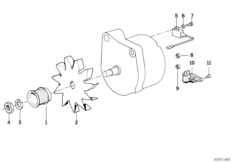 Дополнительный генератор/детали для BMW E32 750i M70 (схема запасных частей)