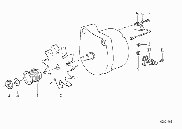 Дополнительный генератор/детали для BMW E32 750i M70 (схема запчастей)