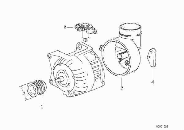 Детали генератора на 80 А для BMW E34 520i M50 (схема запчастей)