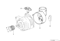 Детали генератора на 80 А для BMW E34 525i M50 (схема запасных частей)