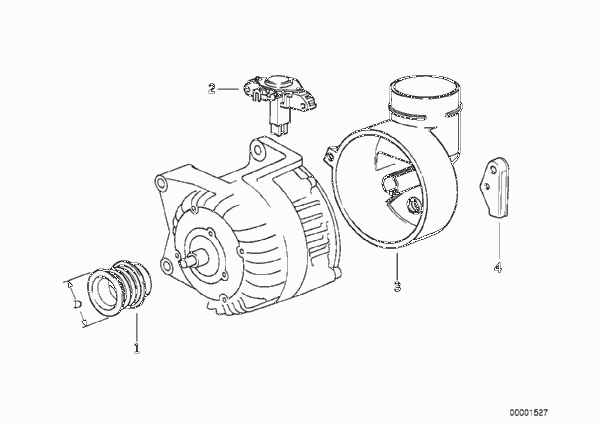 Детали генератора на 80 А для BMW E36 328i M52 (схема запчастей)