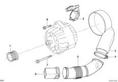 Детали генератора на 100 А для BMW E34 530i M60 (схема запасных частей)