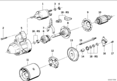 Детали стартера 1,4 кВт для BMW E34 520i M20 (схема запасных частей)