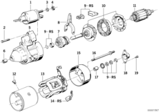 Детали стартера 2,2 кВт для BMW E38 750i M73N (схема запасных частей)