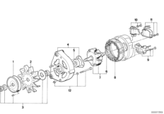 Детали генератора на 65 А для BMW E30 316 M10 (схема запасных частей)