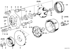 Детали генератора на 65 А для BMW E30 318i M10 (схема запасных частей)
