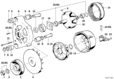 Детали генератора на 65 А для BMW E30 320i M20 (схема запасных частей)