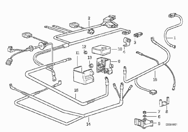 Провод батареи/провод стартера для BMW E34 540i M60 (схема запчастей)