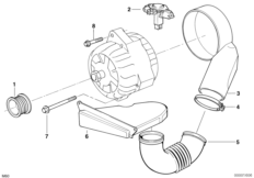Детали генератора на 140 А для BMW E38 750iL M73N (схема запасных частей)
