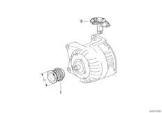Детали генератора 70 А Bosch для BMW E36 318is M44 (схема запасных частей)