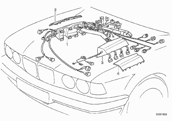 Чехол жгута проводов двигателя для BMW E39 540i M62 (схема запчастей)