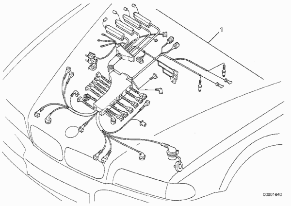 жгут проводов двигателя для BMW E38 750iLP M73N (схема запчастей)