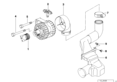 Детали генератора на 80 А для BMW E39 523i M52 (схема запасных частей)