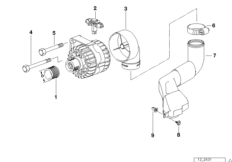 Детали генератора на 140 А для BMW E38 728i M52 (схема запасных частей)