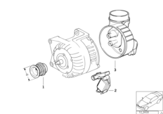 Детали генератора на 115 А для BMW E36 M3 3.2 S50 (схема запасных частей)