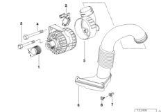Детали генератора на 95 А для BMW E39 525tds M51 (схема запасных частей)