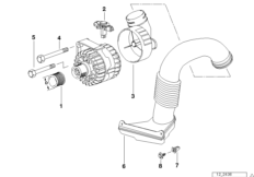 Детали генератора на 140 А для BMW E39 525td M51 (схема запасных частей)