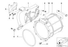 Элементы крепления генератора для BMW E38 750iLS M73N (схема запасных частей)