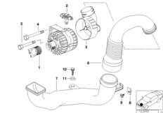 Детали генератора на 140 А для BMW E38 725tds M51 (схема запасных частей)