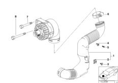 Система охлаждения генератора для BMW Z3 Z3 2.8 M52 (схема запасных частей)