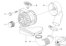 Детали генератора на 120 А для BMW E38 740i M62 (схема запасных частей)