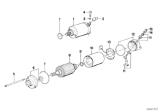 Детали стартера для BMW 89V2 K 1100 LT (0526, 0536) 0 (схема запасных частей)