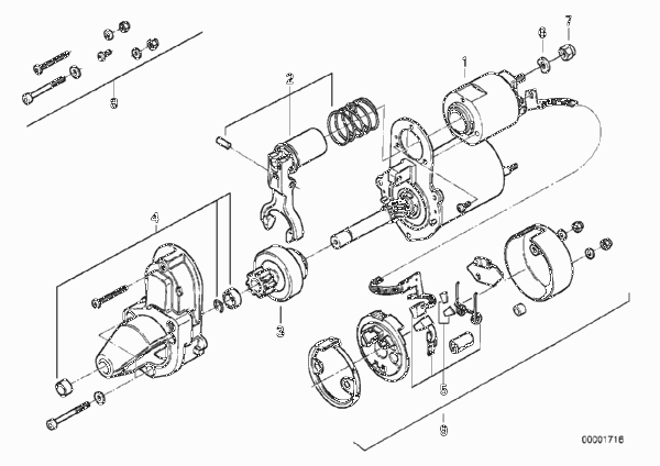 Детали стартера / D6RA15 для BMW 47E2 R 100 GS 0 (схема запчастей)