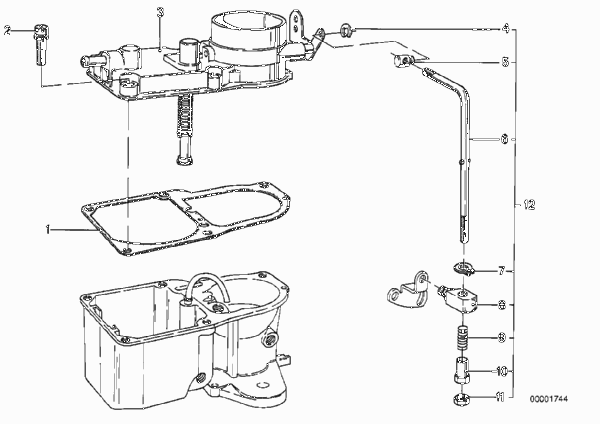 Привод карбюратора для BMW E12 518 M10 (схема запчастей)