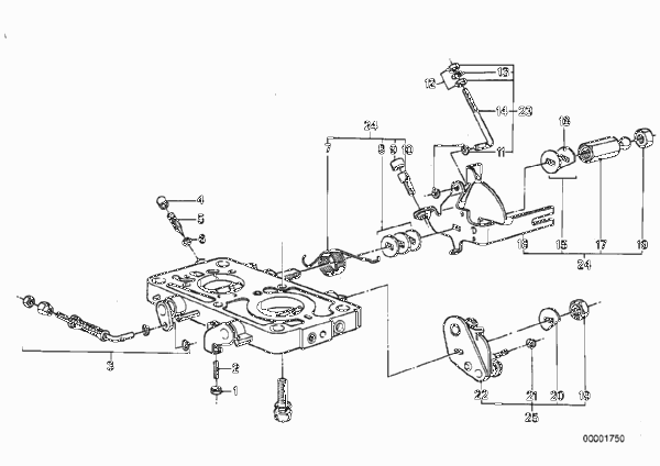 Привод карбюратора для BMW E12 518 M10 (схема запчастей)