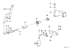Привод карбюратора для BMW E12 518 M10 (схема запасных частей)
