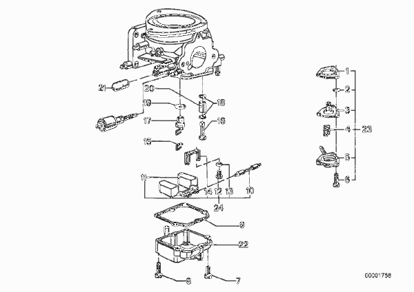 Поплавок/управляющий разъем для BMW E12 520 M10 (схема запчастей)