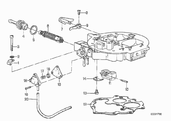 Карбюратор дополнительные элементы для BMW E12 528 M30 (схема запчастей)