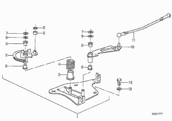 Привод карбюратора для BMW E12 520 M20 (схема запчастей)