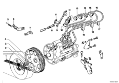 Система впрыска, механическая для BMW E12 520i M10 (схема запасных частей)