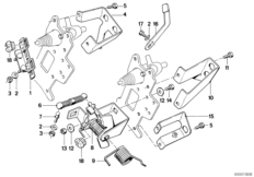 Привод педали акселератора для BMW E30 324d M21 (схема запасных частей)