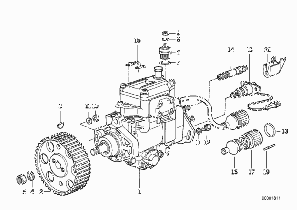 ТНВД дизельного двигателя для BMW E30 324td M21 (схема запчастей)