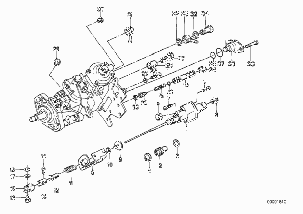Механическое управление для BMW E28 524td M21 (схема запчастей)