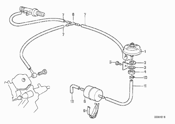 Органы управления дизельным двигателем для BMW E30 324d M21 (схема запчастей)