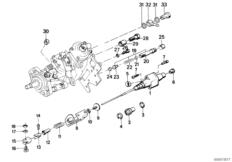 Механическое управление для BMW E28 524d M21 (схема запасных частей)