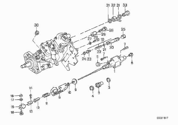 Механическое управление для BMW E30 324d M21 (схема запчастей)
