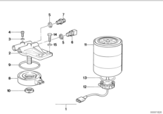 Топливный фильтр с обогревом для BMW E30 324td M21 (схема запасных частей)