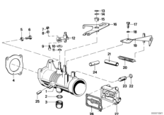 Корпус дроссельной заслонки для BMW E12 520i M10 (схема запасных частей)