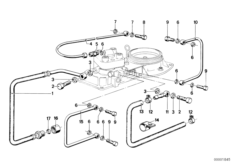 Топливопровод для BMW E12 520i M20 (схема запасных частей)