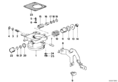 Корпус дроссельной заслонки для BMW E28 518i M10 (схема запасных частей)