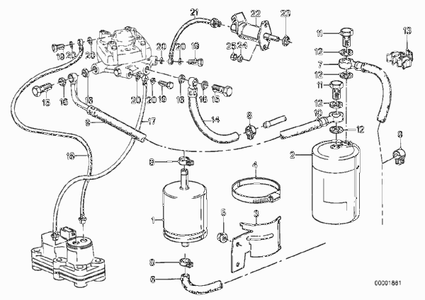 Система подачи топлива/фильтр для BMW E30 318i M10 (схема запчастей)