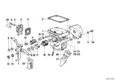 Корпус дроссельной заслонки для BMW E30 316i M10 (схема запасных частей)